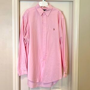 Men’s pink button down polo